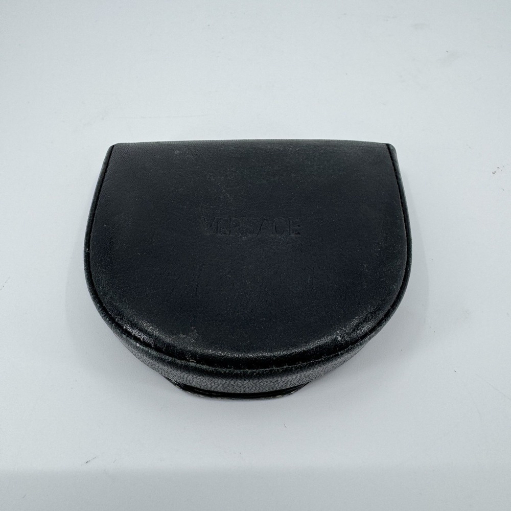 RARE Vintage GIANNI VERSACE, BLACK Leather Coin Purse Men's Wallet Made In Italy